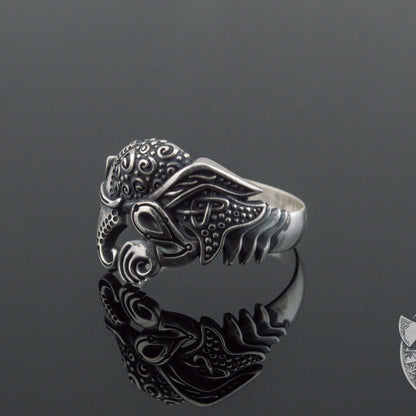 Raven 925 Sterling Silver Viking Ring - VikingsBrand