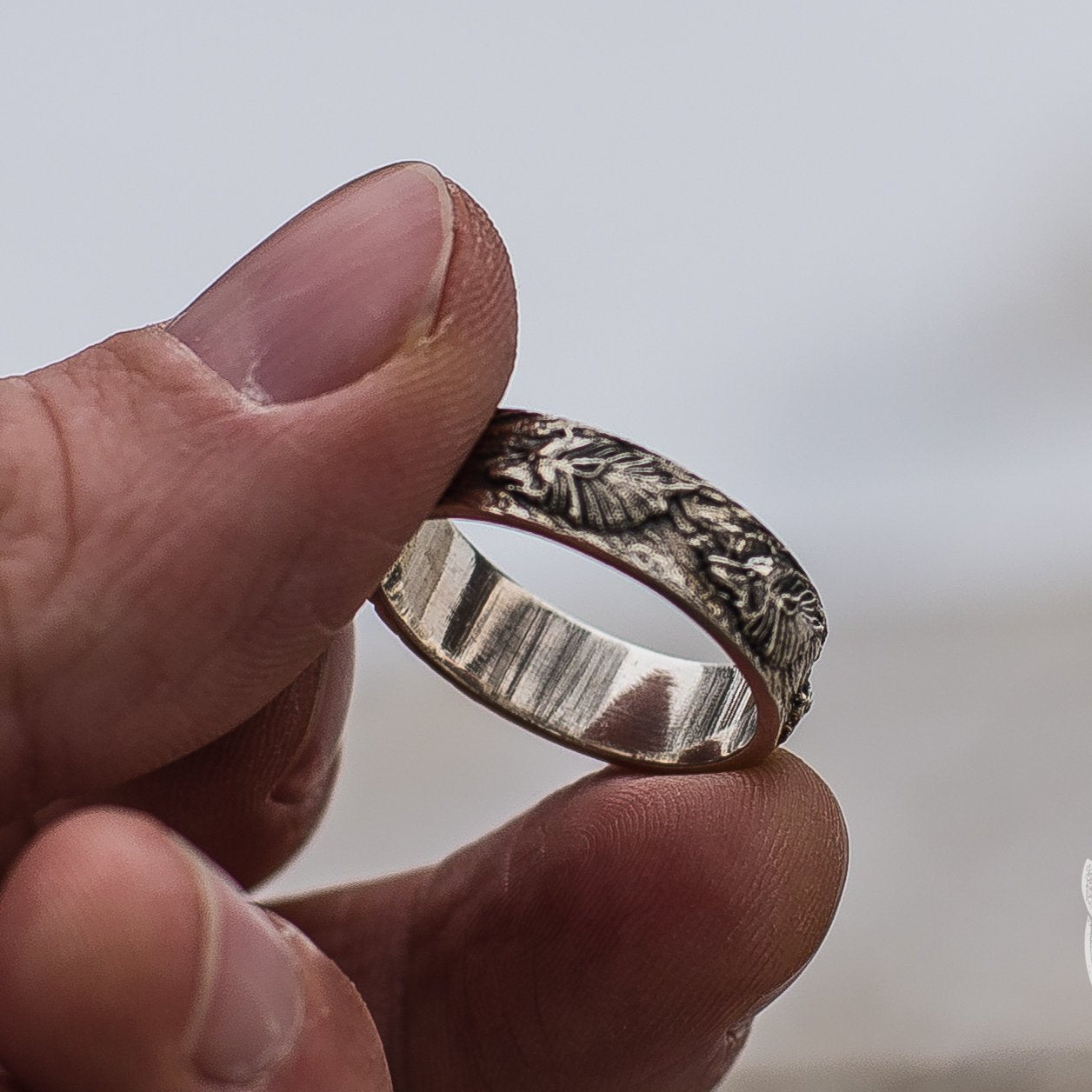 Wolf Ornament 925 Sterling Silver Norse Ring - VikingsBrand