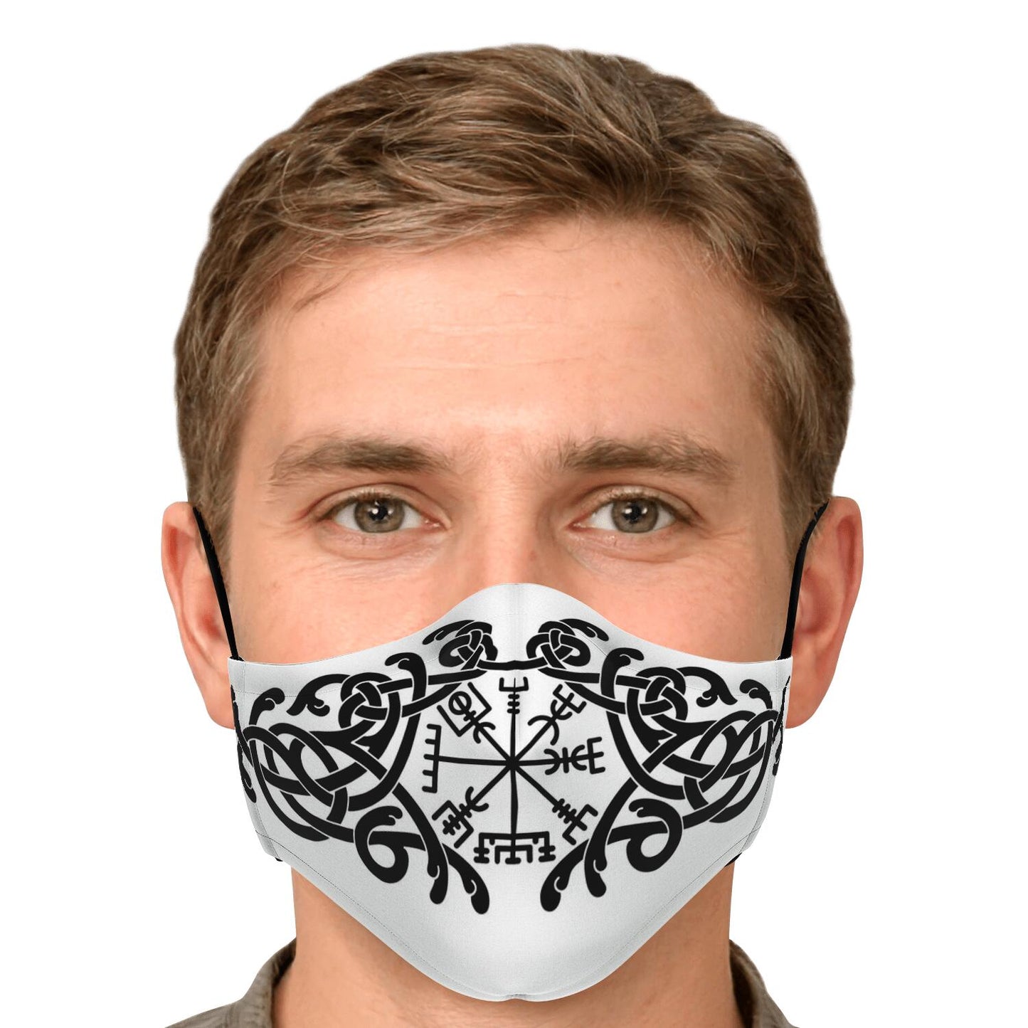 Black Vegvisir Knot Viking Face Mask Cover