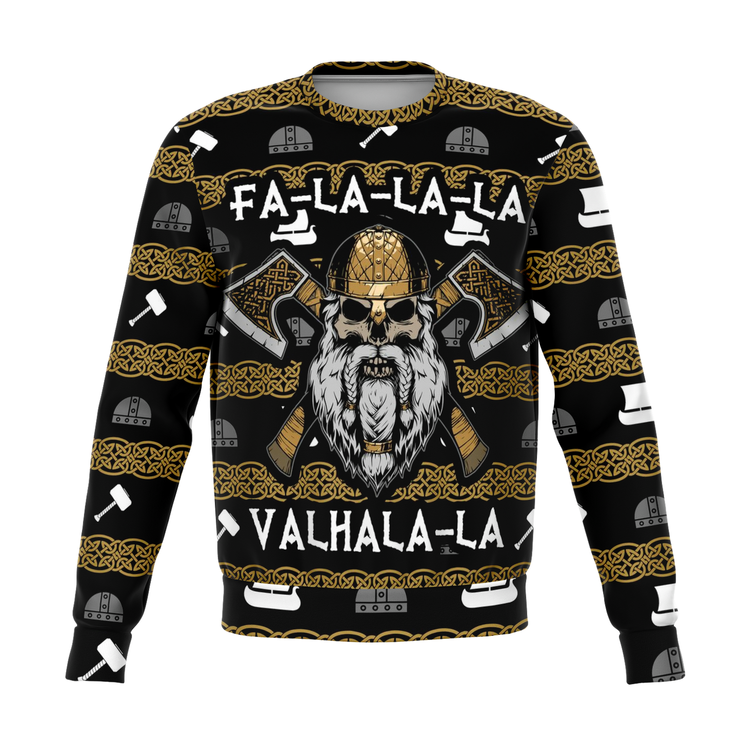 Fa La La Valhalla Viking Warrior Head Sweater - VikingsBrand