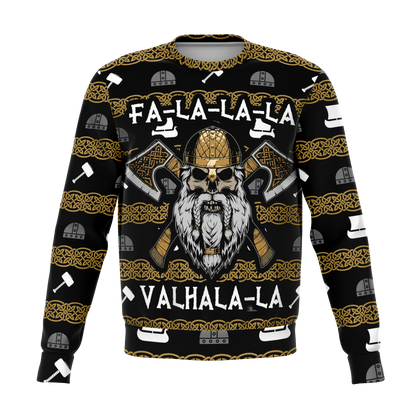 Fa La La Valhalla Viking Warrior Head Sweater - VikingsBrand