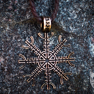 Aegishjalmur symbol bronze pendant