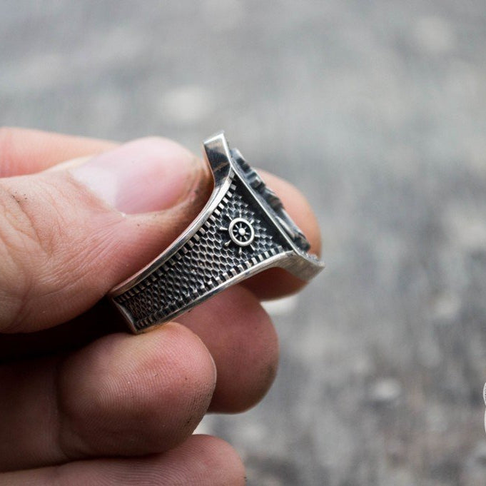 Anchor Symbol 925 Sterling Silver Norse Ring - VikingsBrand