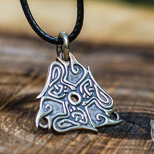 Ancient Raven Ornament 925 Sterling Silver Pendant - VikingsBrand