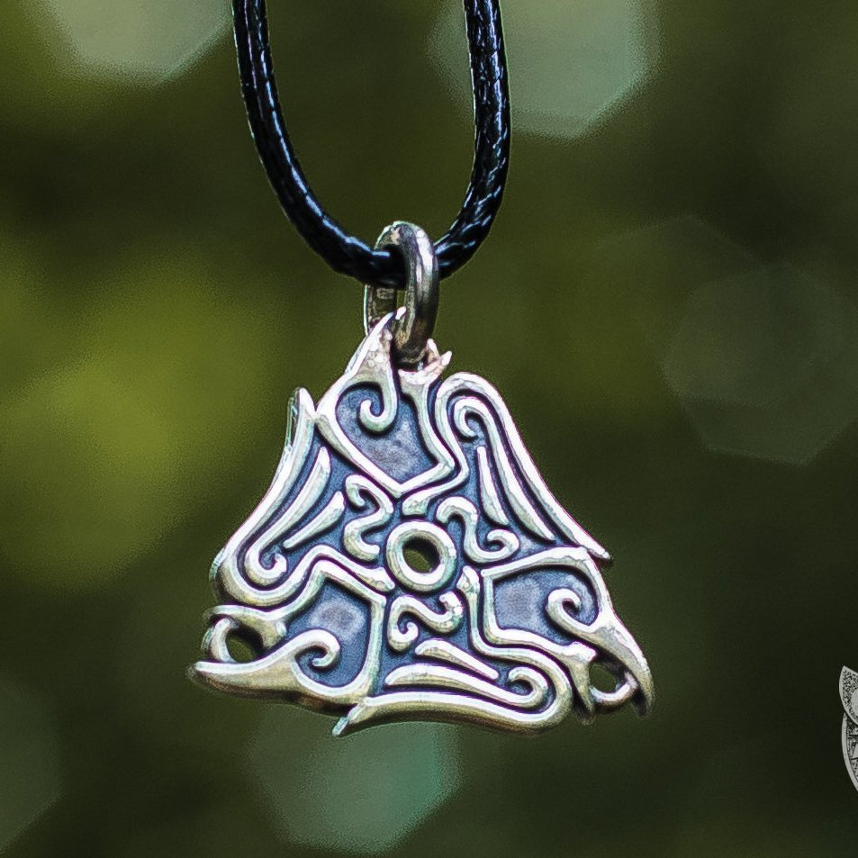 Ancient Raven Ornament 925 Sterling Silver Pendant - VikingsBrand