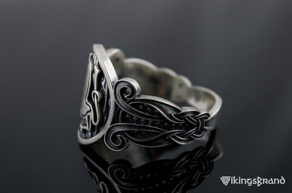 Animal Viking Symbol with Viking Ornament Sterling Silver Norse Jewelry