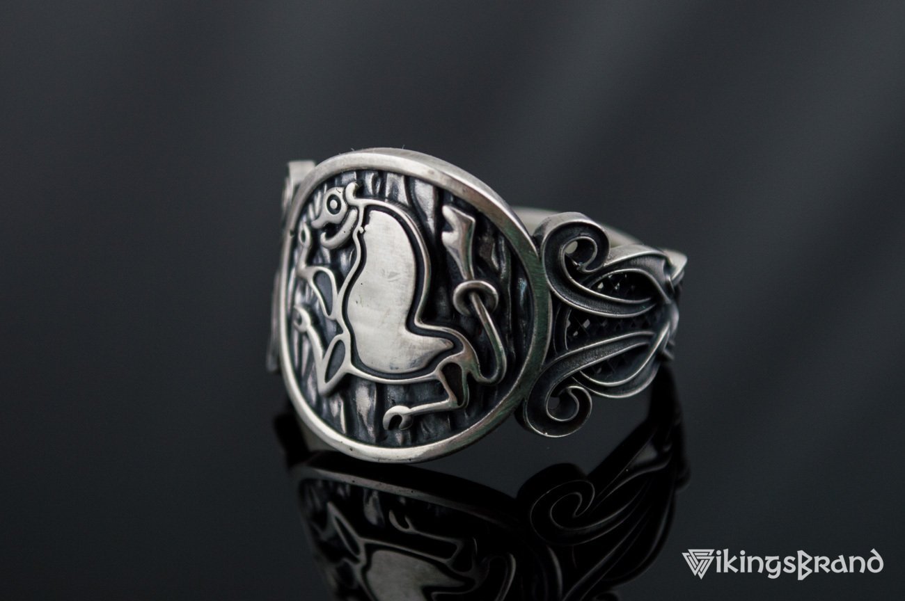 Animal Viking Symbol with Viking Ornament Sterling Silver Norse Jewelry