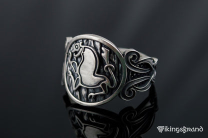 Animal Viking Symbol with Viking Ornament Sterling Silver Norse Jewelry