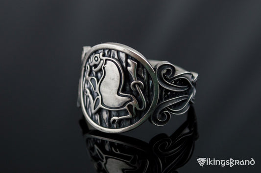 Animal Viking Symbol with Viking Ornament Sterling Silver Norse Jewelry
