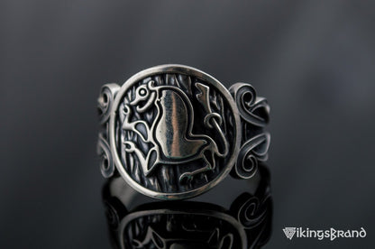 Animal Viking Symbol with Viking Ornament Sterling Silver Norse Jewelry