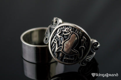 Animal Viking Symbol with Viking Ornament Sterling Silver Norse Jewelry