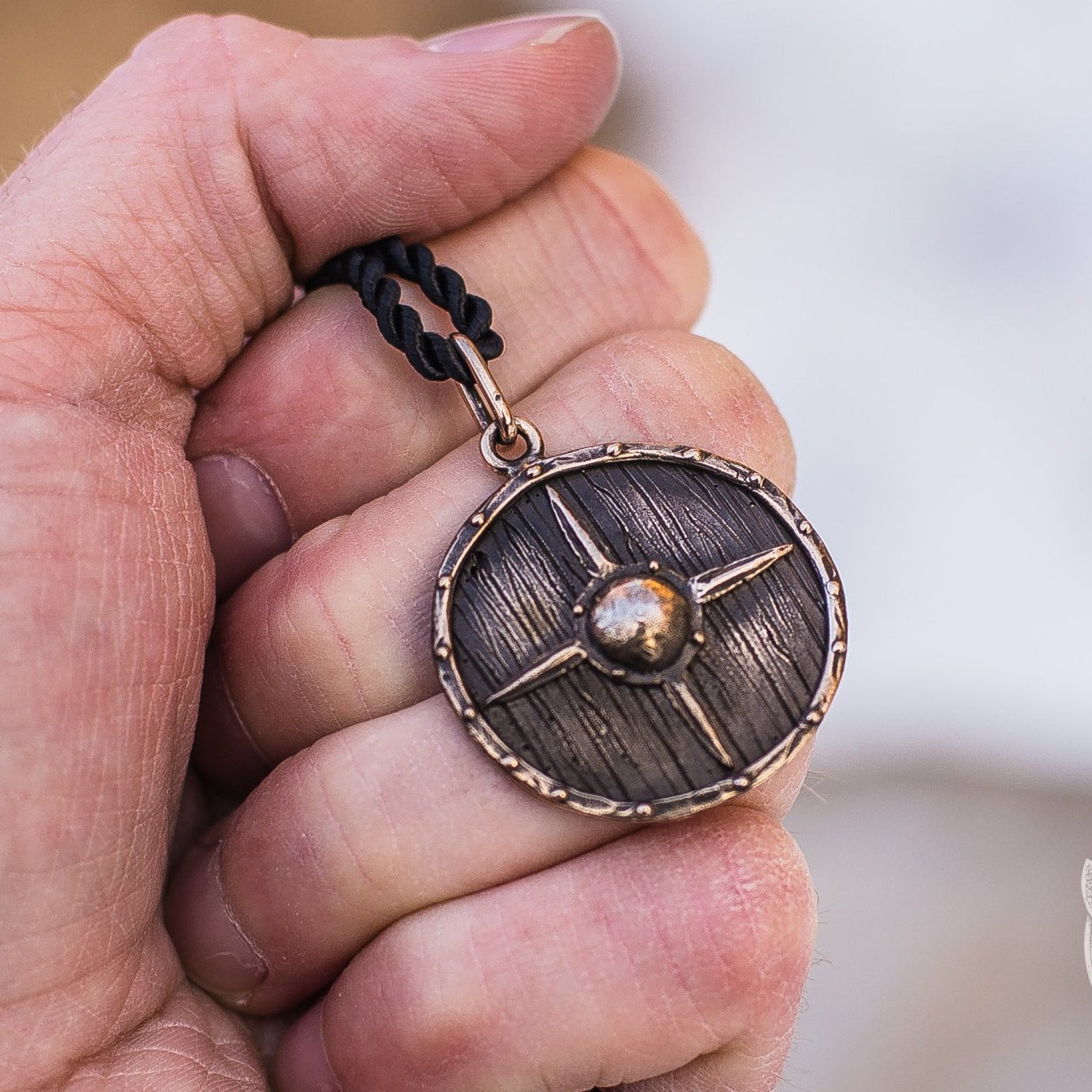 Antique Vikings Shield Bronze Pendant - VikingsBrand