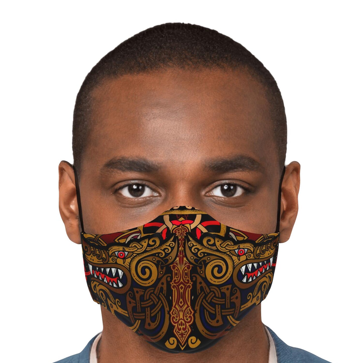 Viking Face Mask Cover with Wolves