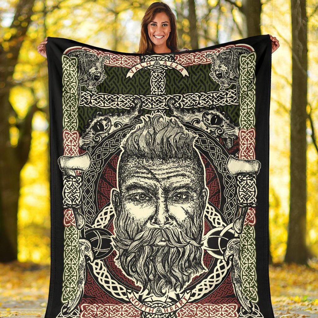 Bearded Viking Warrior Blanket - Viking Home Accessories - VikingsBrand