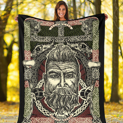 Bearded Viking Warrior Blanket - Viking Home Accessories - VikingsBrand