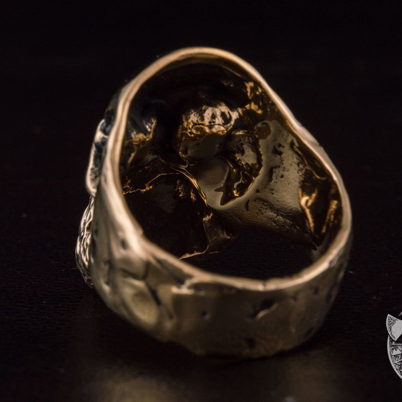 Bearded Viking Warrior Skull Bronze Ring