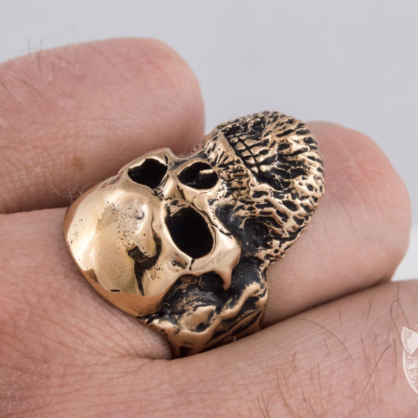Bearded Viking Warrior Skull Bronze Ring