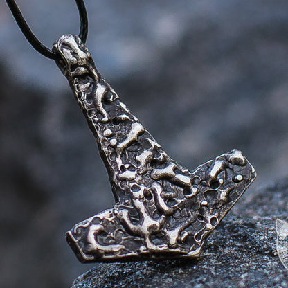 Beautiful Rough Thor's Hammer 925 Sterling Silver Pendant - VikingsBrand