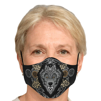 Beige Wolf Head Viking Face Mask Cover