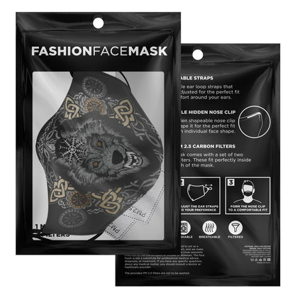 Beige Wolf Head Viking Face Mask Cover