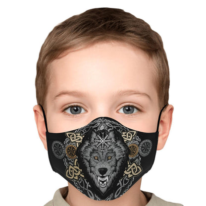 Beige Wolf Head Viking Face Mask Cover