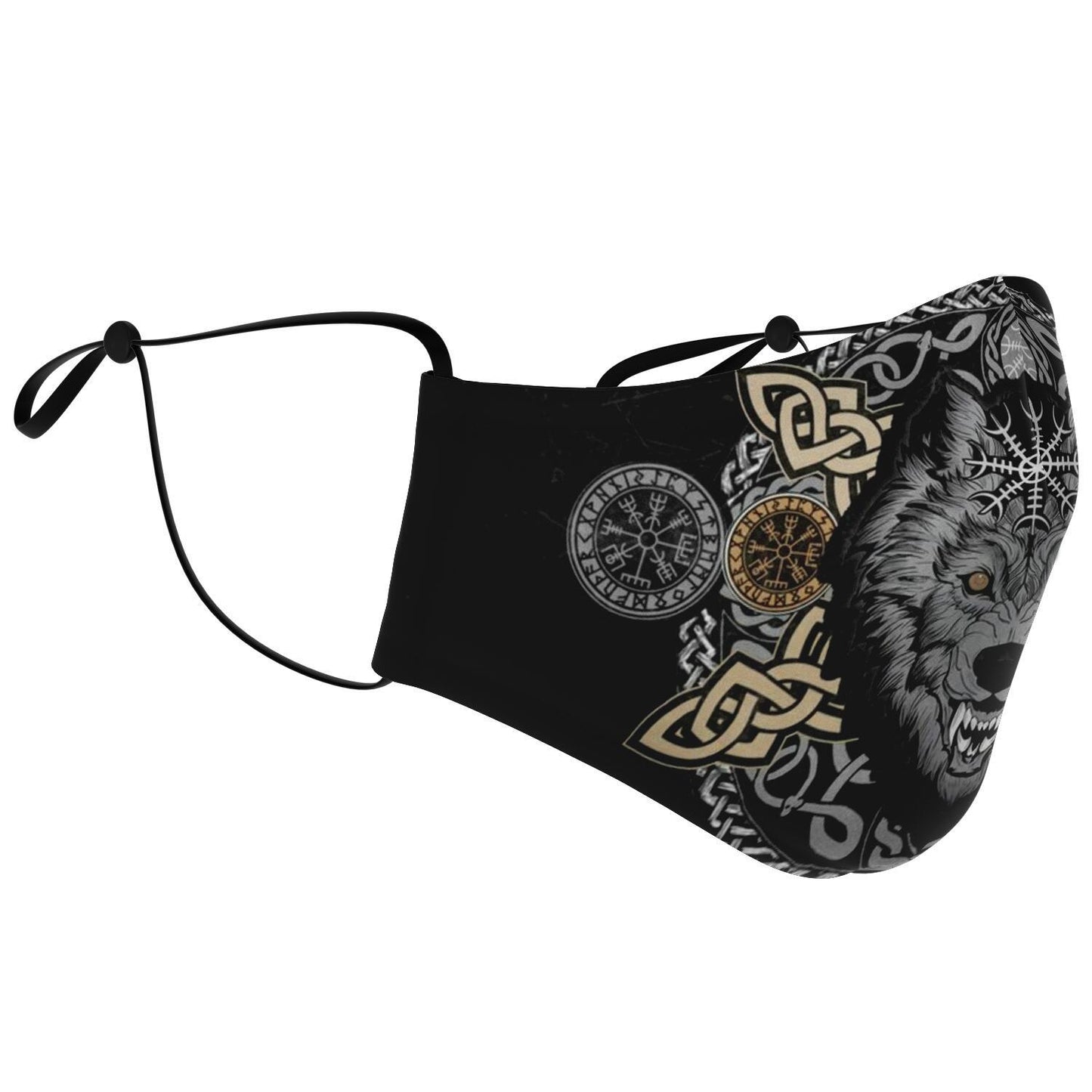 Beige Wolf Head Viking Face Mask Cover