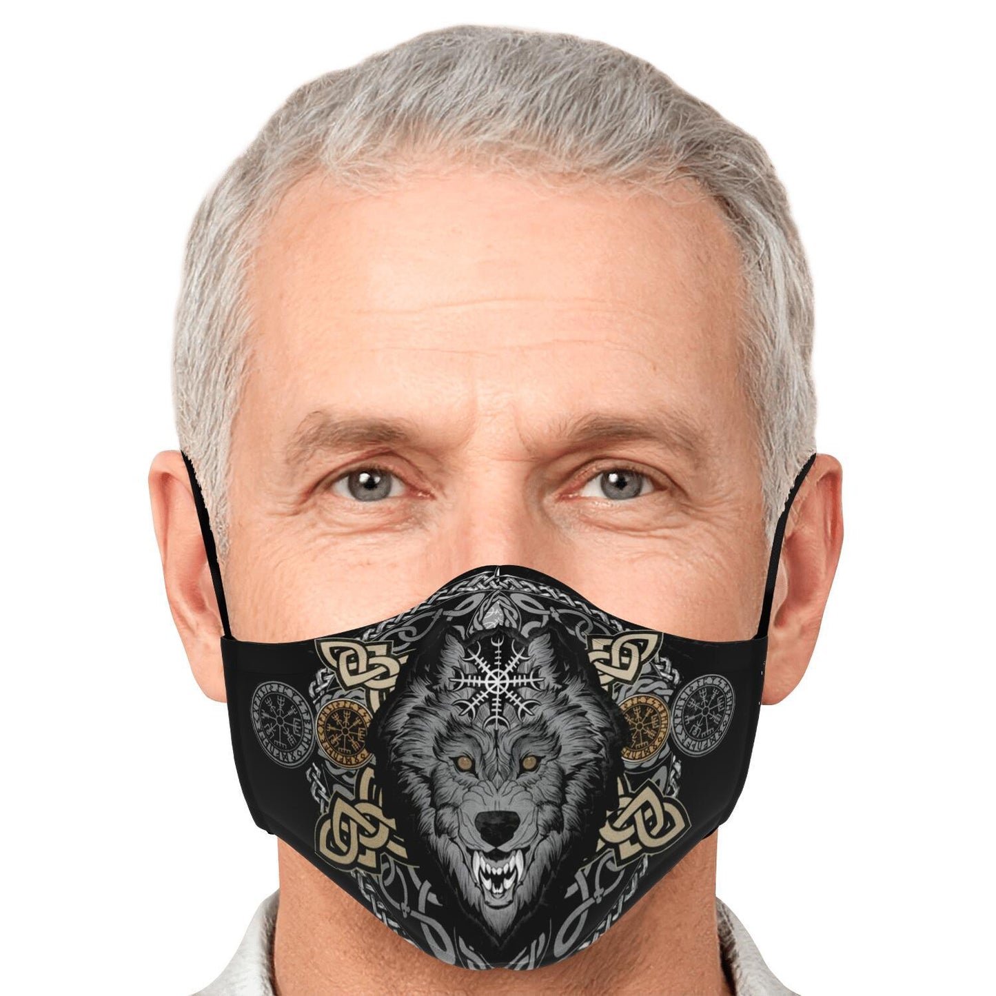 Beige Wolf Head Viking Face Mask Cover