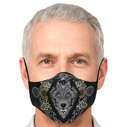Beige Wolf Head Viking Face Mask Cover
