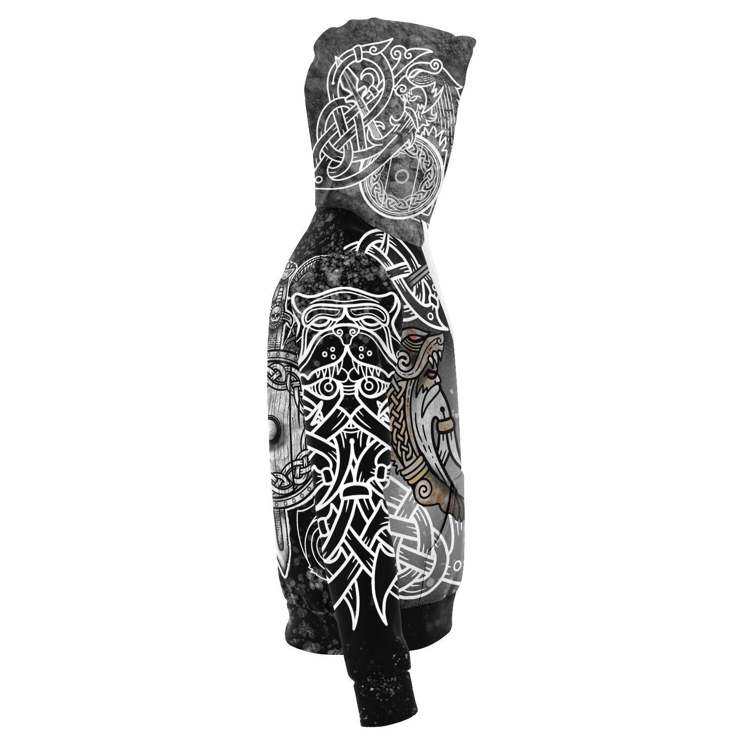 Berserker Warrior Cotton Hoodie - BLACK & WHITE - VikingsBrand