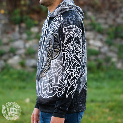 Berserker Warrior Cotton Hoodie - BLACK & WHITE - VikingsBrand