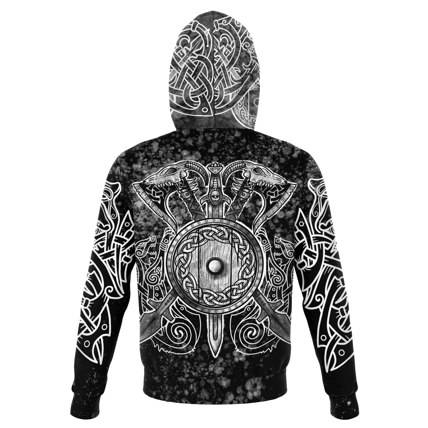 Berserker Warrior Cotton Hoodie - BLACK & WHITE - VikingsBrand