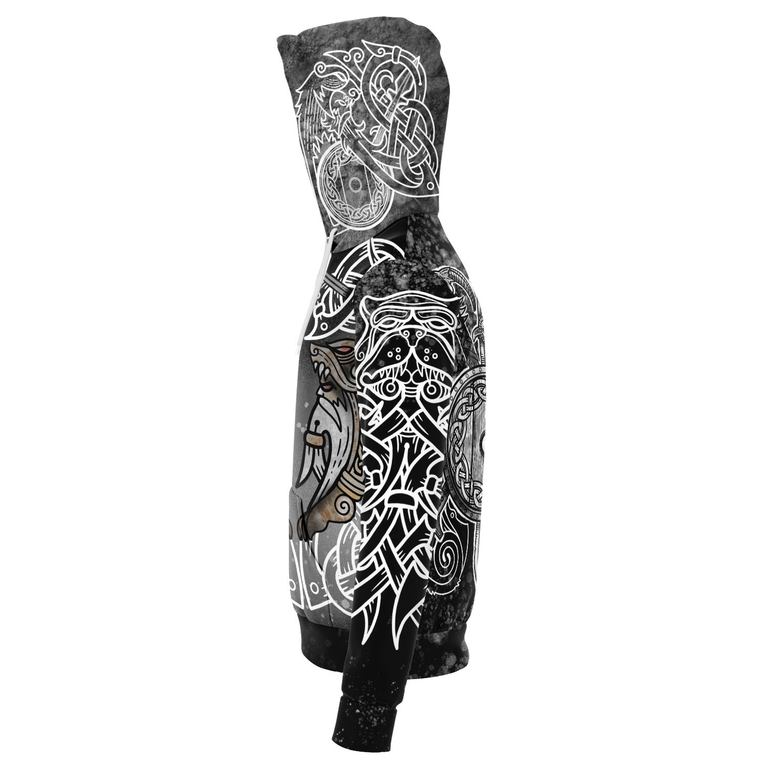 Berserker Warrior Cotton Hoodie - BLACK & WHITE - VikingsBrand