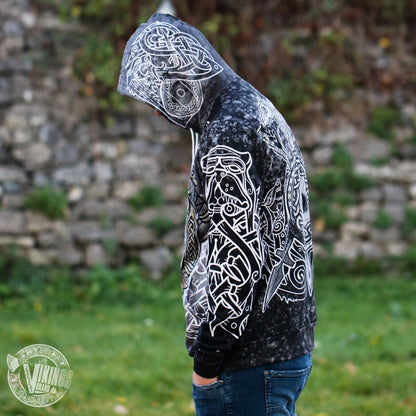 Berserker Warrior Cotton Hoodie - BLACK & WHITE - VikingsBrand