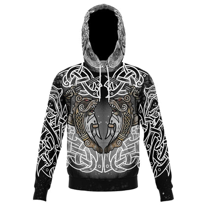 Berserker Warrior Cotton Hoodie - BLACK & WHITE - VikingsBrand