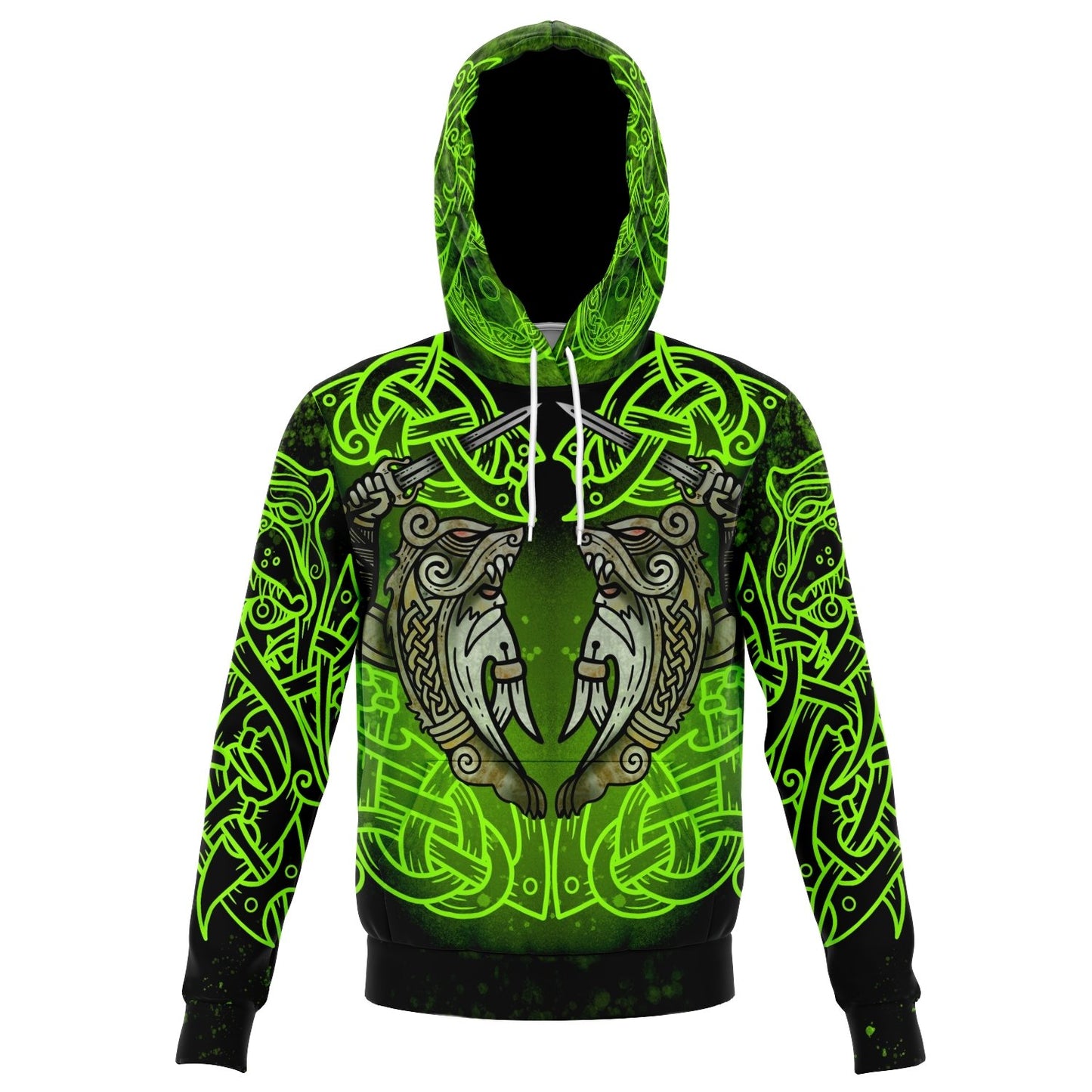 Berserker Warrior Cotton Hoodie - GREEN - VikingsBrand
