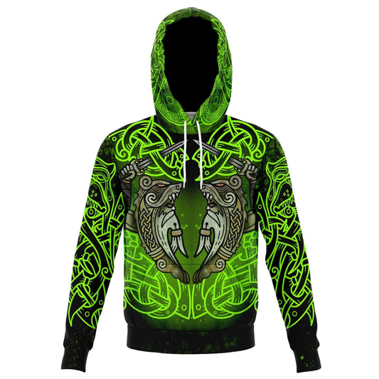 Berserker Warrior Cotton Hoodie - GREEN - VikingsBrand