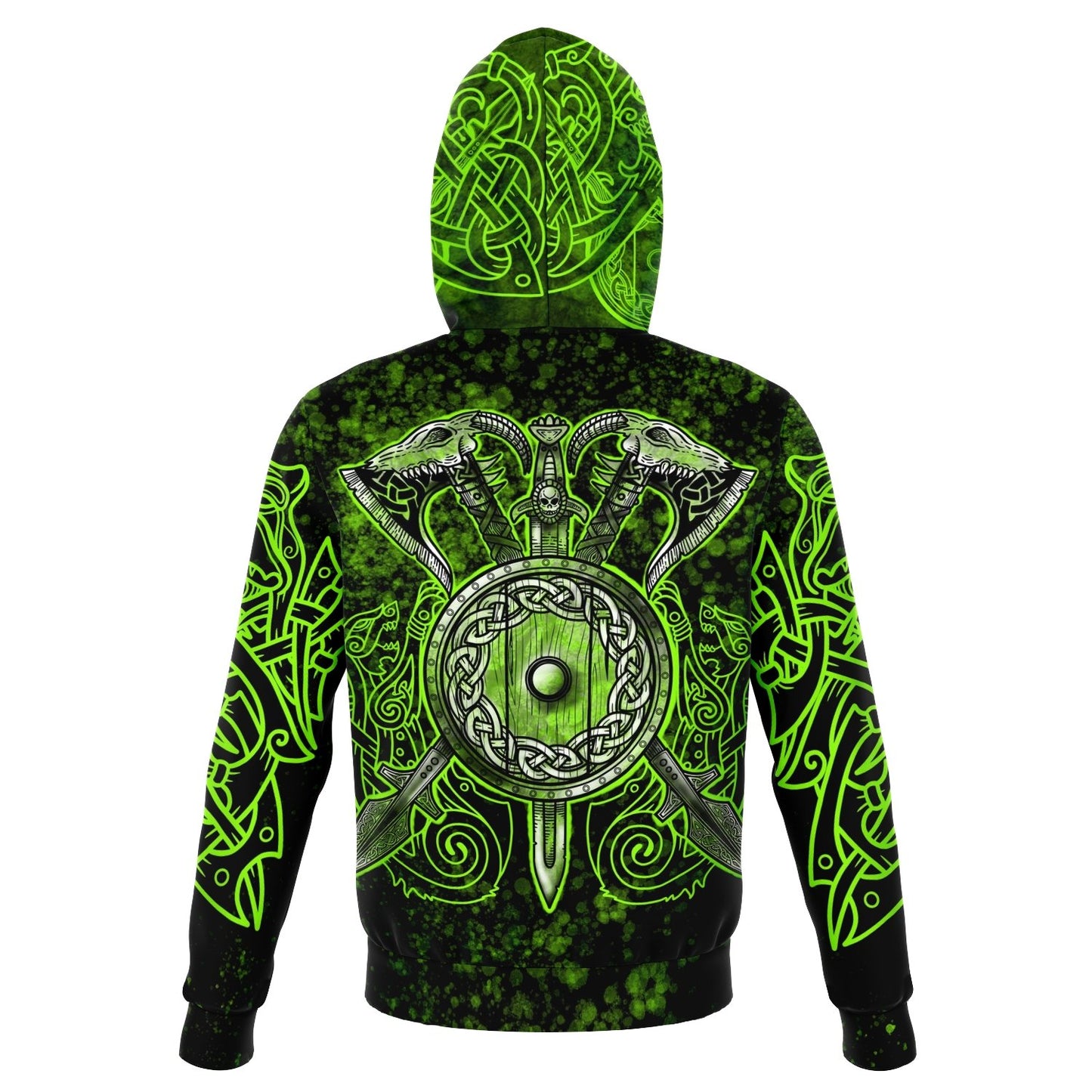 Berserker Warrior Cotton Hoodie - GREEN - VikingsBrand