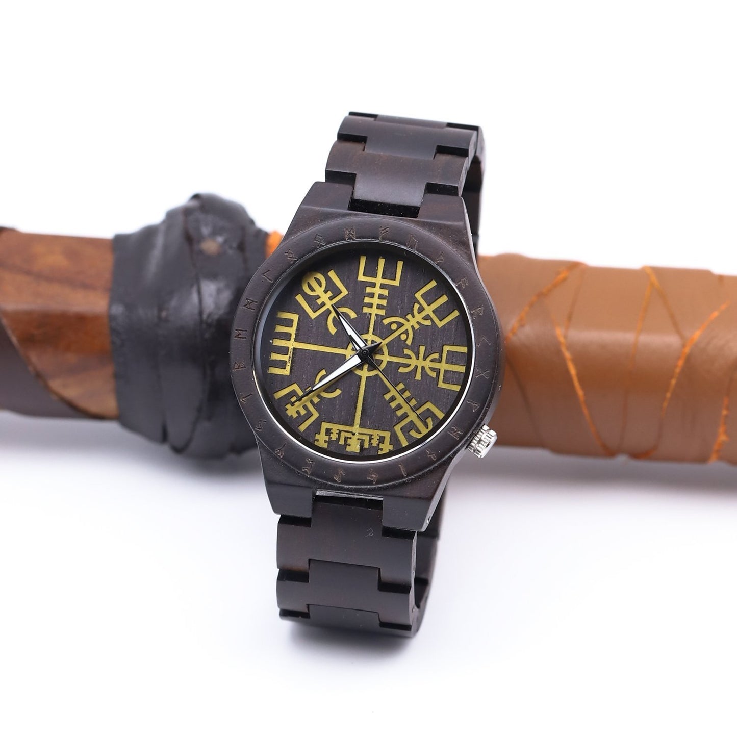 Birger Viking Wooden Watch with Vegvisir Viking Symbol & Custom Engravings