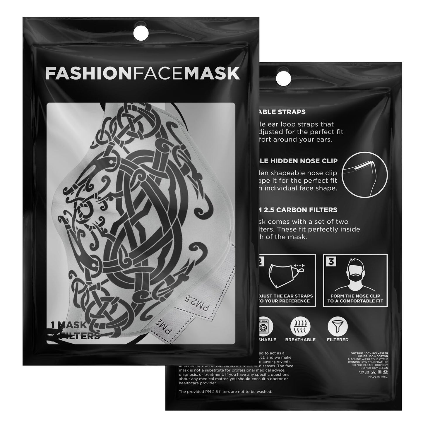 Black Dragons Viking Face Mask Cover