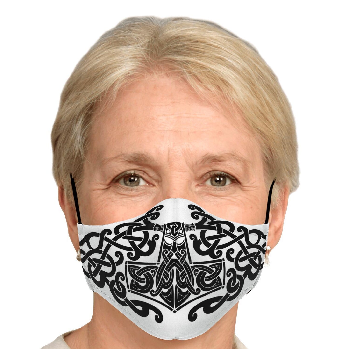 Black Mjolnir, Thor's Hammer Face Viking Face Mask Cover