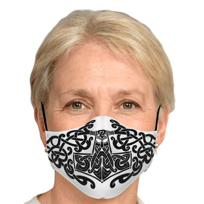 Black Mjolnir, Thor's Hammer Face Viking Face Mask Cover