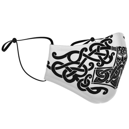 Black Mjolnir, Thor's Hammer Face Viking Face Mask Cover