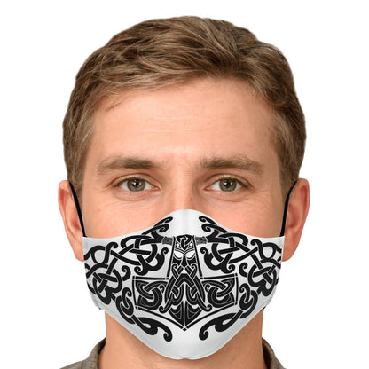 Black Mjolnir, Thor's Hammer Face Viking Face Mask Cover