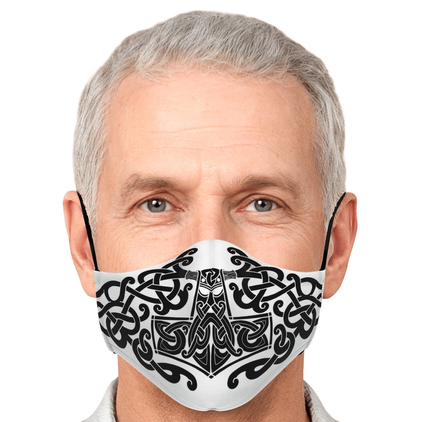 Black Mjolnir, Thor's Hammer Face Viking Face Mask Cover