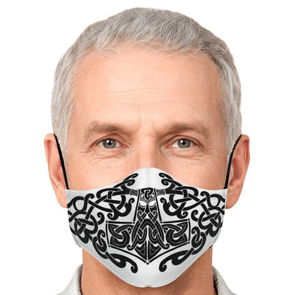Black Mjolnir, Thor's Hammer Face Viking Face Mask Cover