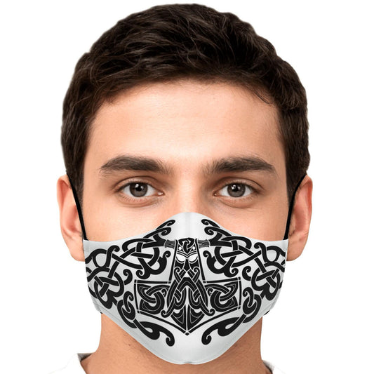 Black Mjolnir, Thor's Hammer Face Viking Face Mask Cover
