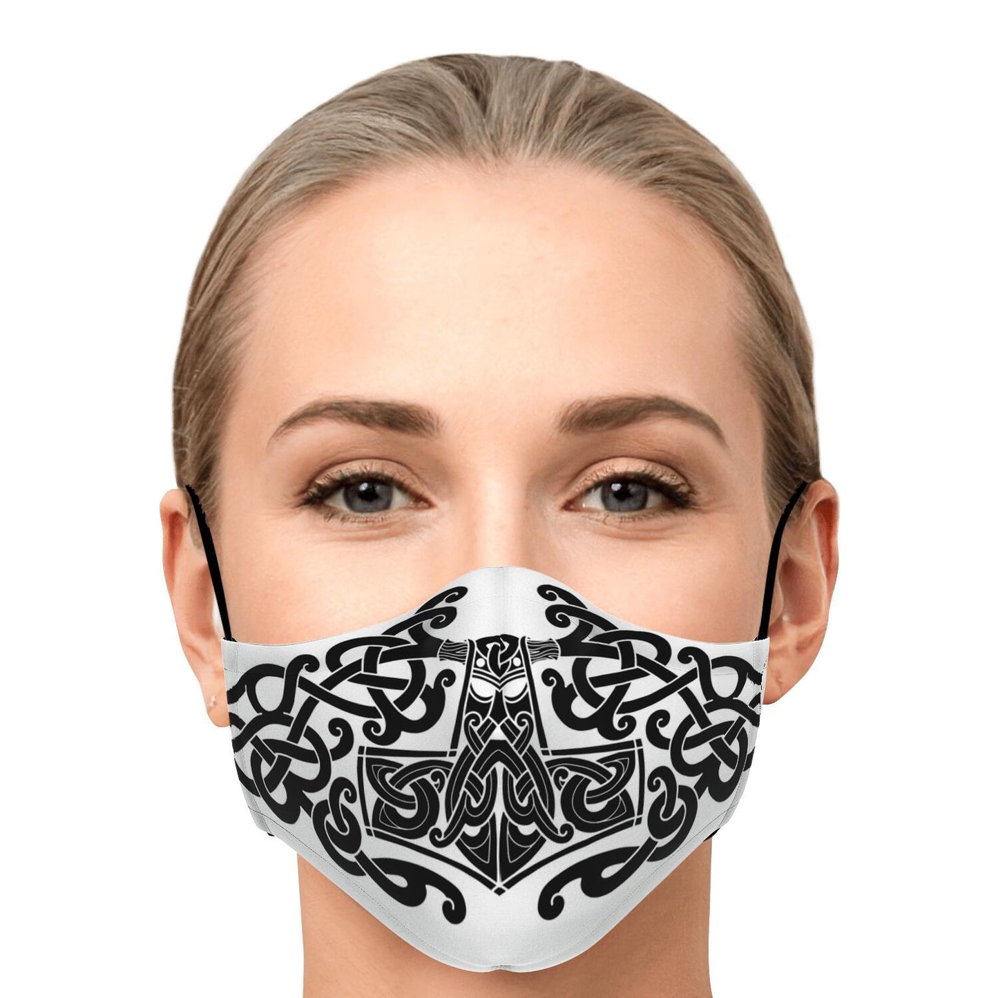 Black Mjolnir, Thor's Hammer Face Viking Face Mask Cover