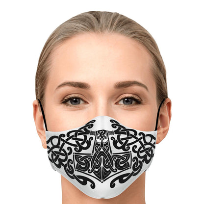 Black Mjolnir, Thor's Hammer Face Viking Face Mask Cover