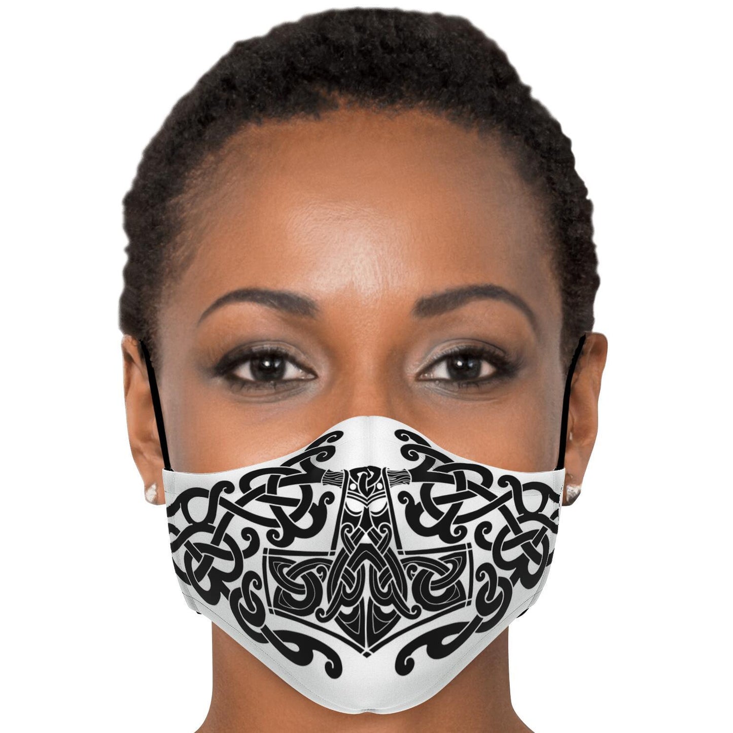 Black Mjolnir, Thor's Hammer Face Viking Face Mask Cover