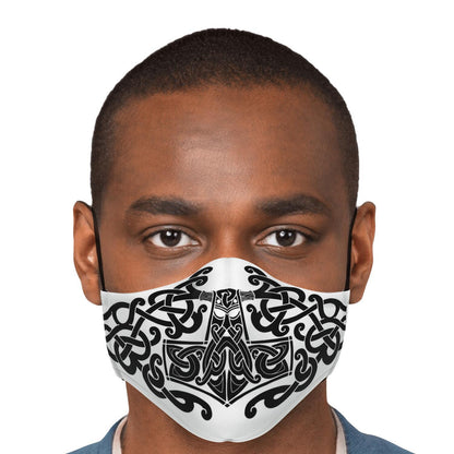 Black Mjolnir, Thor's Hammer Face Viking Face Mask Cover